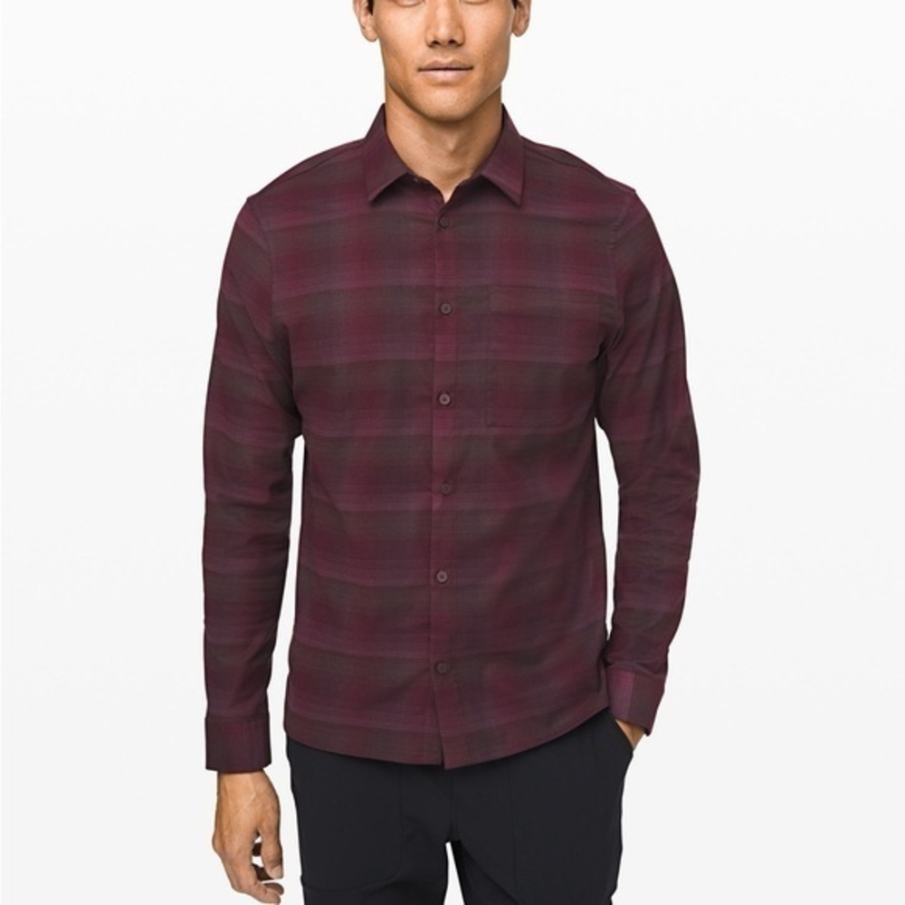 Lululemon masons peak burgundy striped flannel